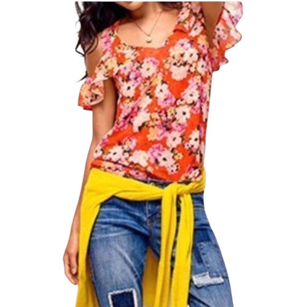CAbi “Lush” Floral Cold Shoulder Blouse (Z)
